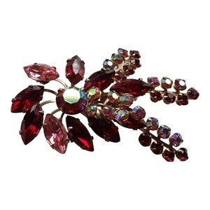 Vintage Rhinestone Flower Spray Brooch